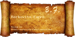 Berkovits Fanni névjegykártya